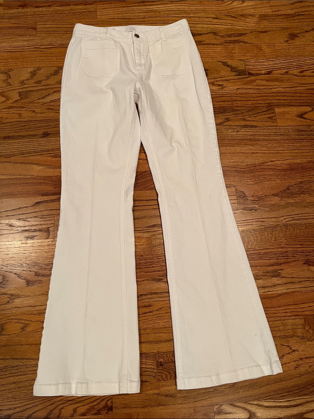 WOMENS ECRU CLASSIC FIGUEROA PATCHWORK FLARE WHITE JEANS SZ 25
